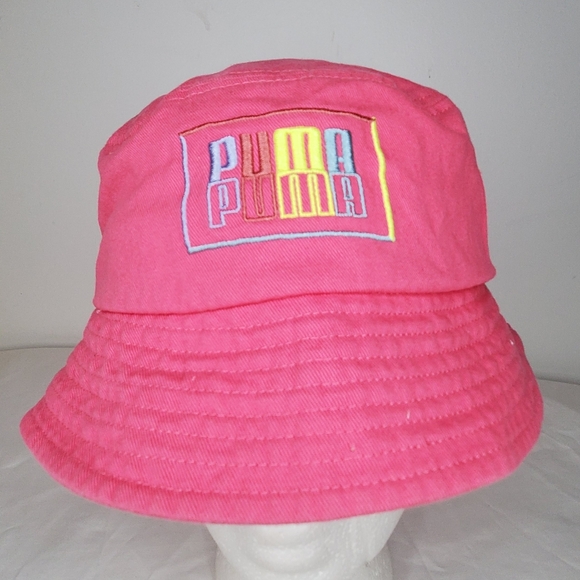 Puma Accessories - PUMA Adult Pink Bucket Retro Hat -embroidered Logo- One Size-Unisex 100%cotton